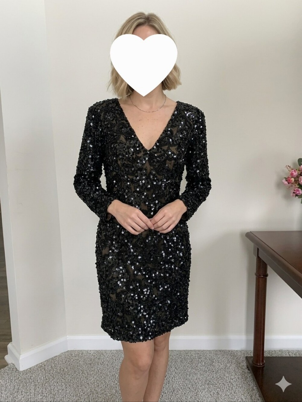 Scala Women's Long Sleeve Sequin Dress